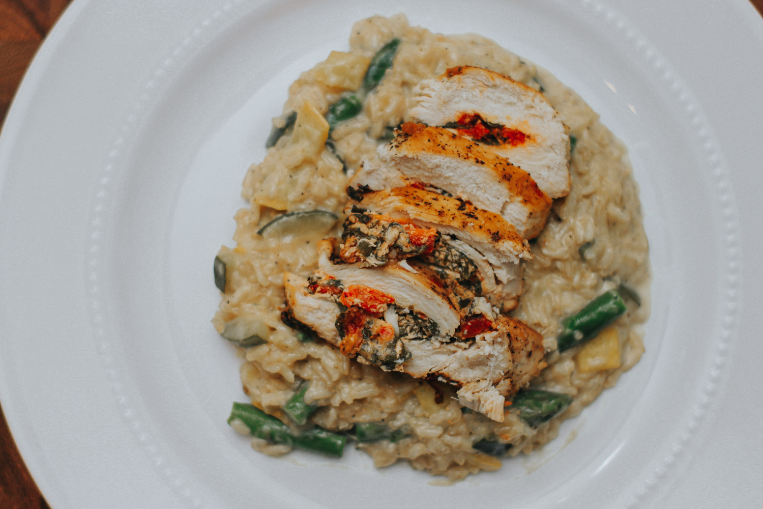 Roasted Red Pepper & Spinach Stuffed Chicken & Healthy Risotto JMJ