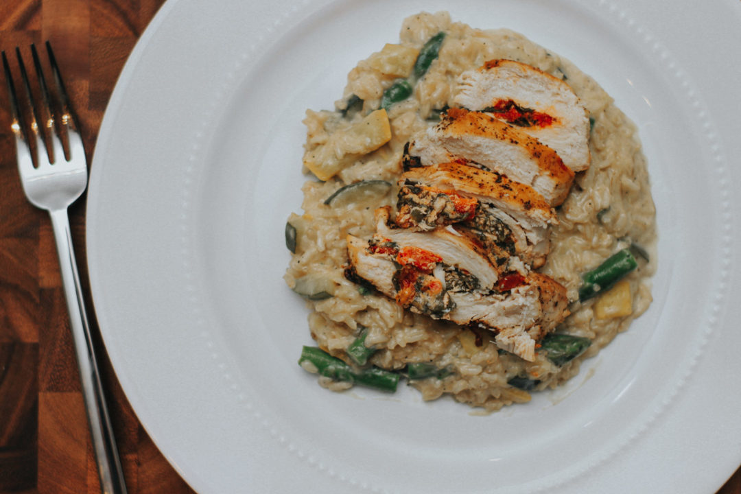 Roasted Red Pepper & Spinach Stuffed Chicken & Healthy Risotto JMJ